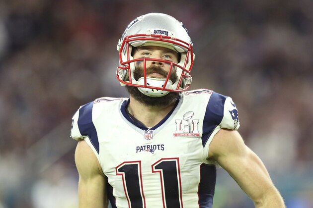 New England Patriots Julian Edelman #11 is seen against the Atlanta Falcons at Super Bowl 51 on Sunday, February 5, 2017 in Houston, TX. (AP Photo/Gregory Payan)