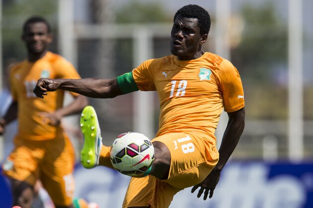 Franck Yannick Kessie of Cote d'Ivoire U21 during the Festival International Espoirs de Football tournament match between England U21 and Ivory Coast U21 on May 30, 2015 at Stade Leo Lagrange in Toulon, France.(Photo by VI Images via Getty Images)
