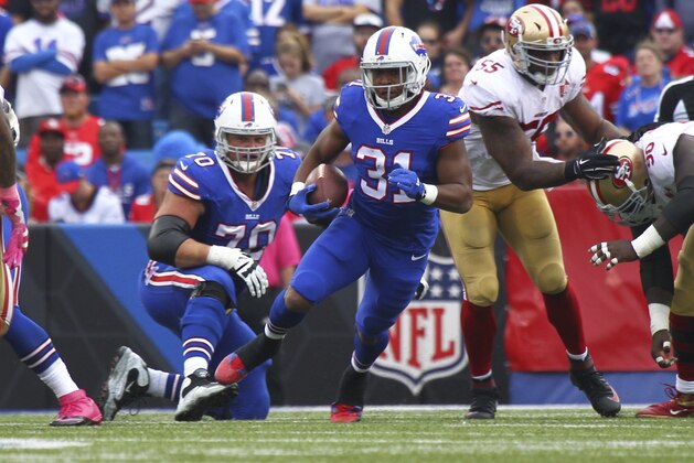 Buffalo Bills running back Jonathan Williams (31) runs during the second half of an NFL football game against the San Francisco 49ers on Sunday, Oct. 16, 2016, in Orchard Park, N.Y. (AP Photo/Jeffrey T. Barnes)