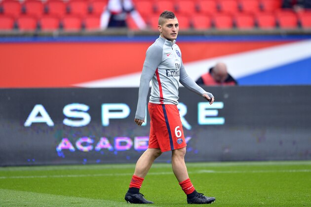 PARIS, FRANCE - MAY 06:  Marco Verratti of Paris Saint-Germain reacts during warmup before the Ligue 1 match between Paris Saint-Germain and Bastia at Parc des Princes on May 6, 2017 in Paris, France.  (Photo by Aurelien Meunier/Getty Images)