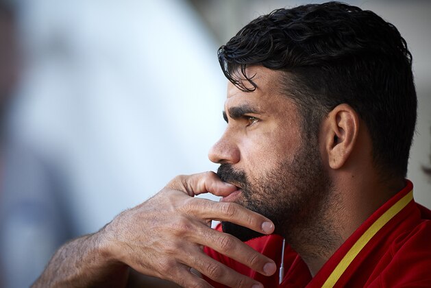 MURCIA, SPAIN - JUNE 07:  Diego Costa looks on prior the international friendly match between Spain and Colombia at Nueva Condomina stadium on June 7, 2017 in Murcia, Spain.  (Photo by fotopress/Getty Images)