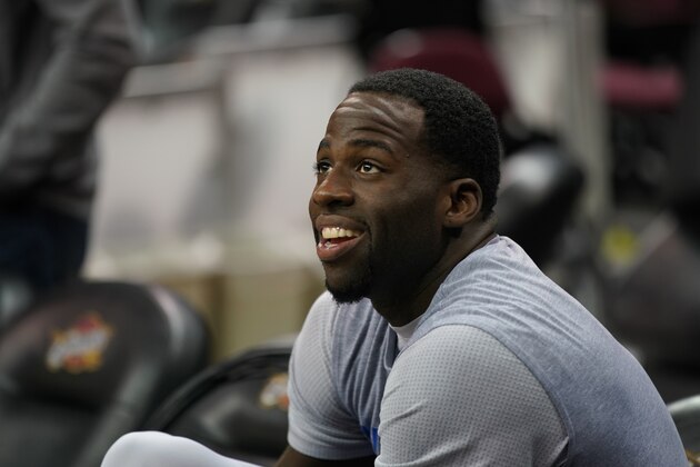 CLEVELAND, OH - JUNE 08:  Draymond Green #23 of the Golden State Warriors gets ready for practice and media availability as part of the 2017 NBA Finals on June 08, 2017 at Quicken Loans Arena in Cleveland, Ohio. NOTE TO USER: User expressly acknowledges and agrees that, by downloading and or using this photograph, User is consenting to the terms and conditions of the Getty Images License Agreement. Mandatory Copyright Notice: Copyright 2017 NBAE (Photo by Darren Carroll/NBAE via Getty Images)