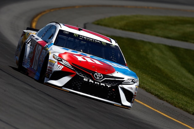 LONG POND, PA - JUNE 09:  Kyle Busch, driver of the #18 M&M's Red, White, & Blue Toyota, practices for the Monster Energy NASCAR Cup Series Axalta presents the Pocono 400 at Pocono Raceway on June 9, 2017 in Long Pond, Pennsylvania.  (Photo by Jeff Zelevansky/Getty Images)