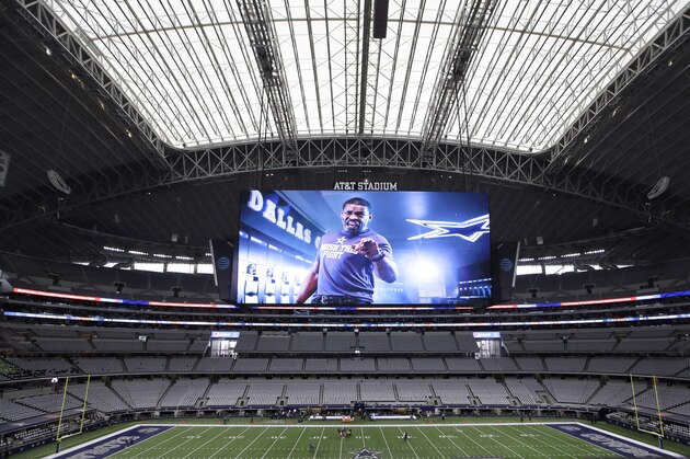 AT&T Stadium is shown before an NFL divisional playoff football game, Sunday, Jan. 15, 2017, in Arlington, Texas. (AP Photo/LM Otero)