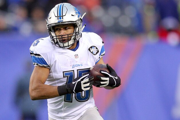 Detroit Lions wide receiver Golden Tate (15) in action against the New York Giants during an NFL game at MetLife Stadium in East Rutherford, N.J. on Sunday, Dec. 18, 2016. (AP Photo/Brad Penner)