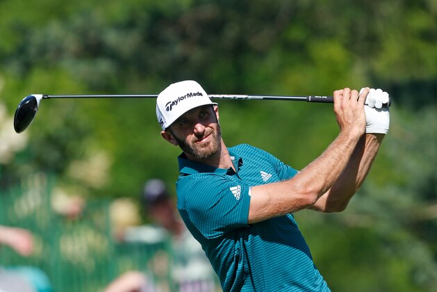 DUBLIN, OH - JUNE 02:  Dustin Johnson watches his tee shot on the 15th hole during the second round of the Memorial Tournament at Muirfield Village Golf Club on June 2, 2017 in Dublin, Ohio.  (Photo by Matt Sullivan/Getty Images)