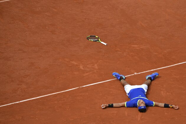 PARIS, FRANCE - JUNE 11:  Rafael Nadal of Spain reacts after winning the men's single final match against Stan Wawrinka of Switzerland on day fifteen of the 2017 French Open at Roland Garros on June 11, 2017 in Paris, France.  (Photo by Aurelien Meunier/Getty Images)
