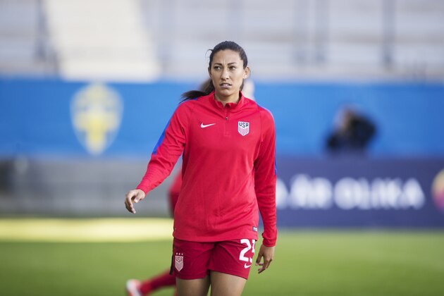 GOTHENBURG, SWEDEN - JUNE 08: Christen Press of USA during the international friendly between Sweden and USA at Ullevi Stadium on June 8, 2017 in Gothenburg, Sweden. (Photo by Nils Petter Nilsson/Ombrello/Getty Images)
