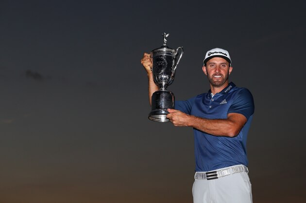 OAKMONT, PA - JUNE 19: Dustin Johnson of the United States poses with the winner's trophy after winning the U.S. Open at Oakmont Country Club on June 19, 2016 in Oakmont, Pennsylvania. (Photo by Andrew Redington/Getty Images) OAKMONT, PA - JUNE 19: Dustin Johnson of the United States poses with the winner's trophy after winning the U.S. Open at Oakmont Country Club on June 19, 2016 in Oakmont, Pennsylvania. (Photo by Andrew Redington/Getty Images)