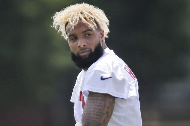 New York Giants' Odell Beckham, Jr. participates in NFL football practice in East Rutherford, N.J., Tuesday, June 13, 2017. (AP Photo/Seth Wenig)