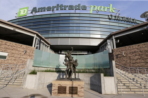 The entrance to TD Ameritrade Park, home of the NCAA men's baseball College World Series, in Omaha, Neb., Monday, June 12, 2017. (AP Photo/Nati Harnik) The entrance to TD Ameritrade Park, home of the NCAA men's baseball College World Series, in Omaha, Neb., Monday, June 12, 2017. (AP Photo/Nati Harnik)