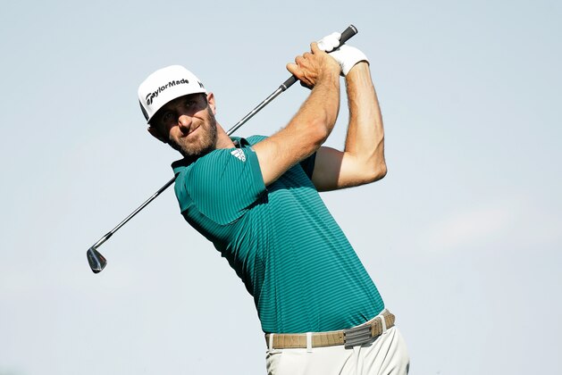 DUBLIN, OH - JUNE 02:  Dustin Johnson hits his second shot on the 15th hole during the second round of the Memorial Tournament at Muirfield Village Golf Club on June 2, 2017 in Dublin, Ohio.  (Photo by Andy Lyons/Getty Images)