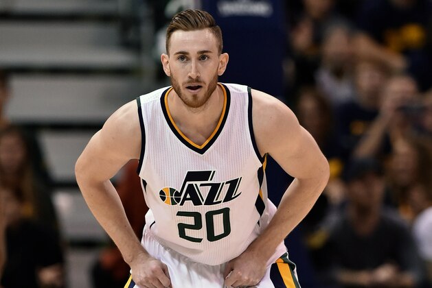 SALT LAKE CITY, UT - MAY 6: Gordon Hayward #20 of the Utah Jazz looks down court against the Golden State Warriors in Game Three of the Western Conference Semifinals during the 2017 NBA Playoffs at Vivint Smart Home Arena on May 6, 2017 in Salt Lake City, Utah. NOTE TO USER: User expressly acknowledges and agrees that, by downloading and or using this photograph, User is consenting to the terms and conditions of the Getty Images License Agreement. (Photo by Gene Sweeney Jr/Getty Images)