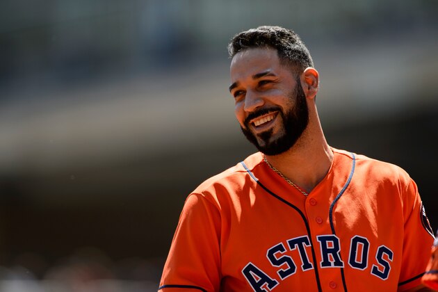 MINNEAPOLIS, MN - MAY 31: Marwin Gonzalez #9 of the Houston Astros looks on during the game against the Minnesota Twins on May 31, 2017 at Target Field in Minneapolis, Minnesota. The Astros defeated the Twins 17-6. (Photo by Hannah Foslien/Getty Images)