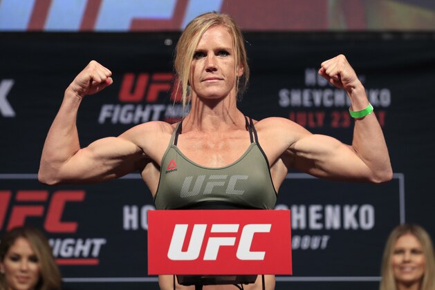 Jul 22, 2016; Chicago, IL, USA; Holly Holm during weigh ins for UFC Fight Night at United Center. Mandatory Credit: Kamil Krzaczynski-USA TODAY Sports