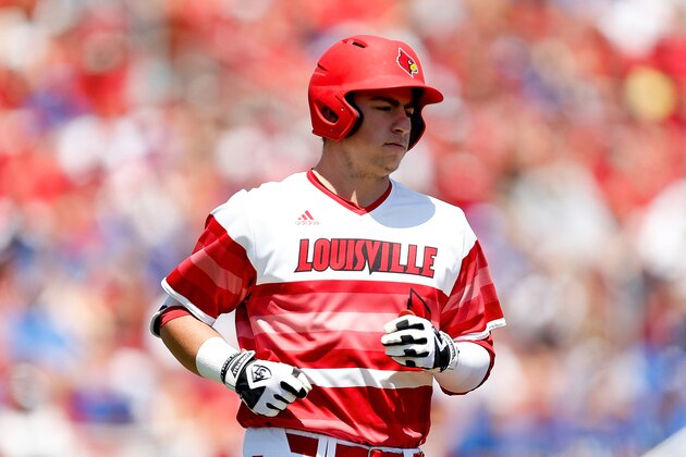 LOUISVILLE, KY - JUNE 09: Brendan McKay looks on against the Kentucky Wildcats during the 2017 NCAA Division I Men's Baseball Super Regional at Jim Patterson Stadium on June 9, 2017 in Louisville, Kentucky. (Photo by Michael Reaves/Getty Images)