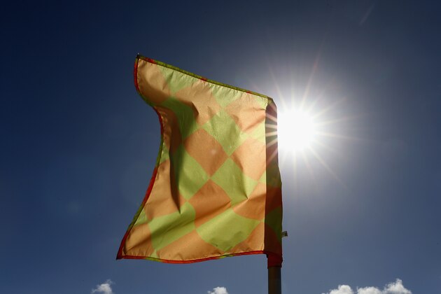 NEWCASTLE, AUSTRALIA - FEBRUARY 26:  Close up of the corner flag at McDonald Jones Stadium during the round 21 A-League match between the Newcastle Jets and the Central Coast Mariners at McDonald Jones Stadium on February 26, 2017 in Newcastle, Australia.  (Photo by Ashley Feder/Getty Images)