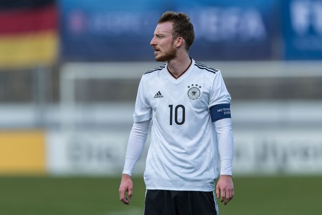 STUTTGART, GERMANY - MARCH 28: Maximilian Arnold of Germany looks on during the International Friendly match between Germany U21 and Portugal U21 at Gazi-Stadion on March 28, 2017 in Stuttgart, Germany. (Photo by TF-Images/Getty Images)