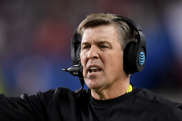 SANTA CLARA, CA - DECEMBER 02:  Head coach Mike MacIntyre of the Colorado Buffaloes stands on the sidelines during their game against the Washington Huskies in the Pac-12 Championship game at Levi's Stadium on December 2, 2016 in Santa Clara, California.  (Photo by Thearon W. Henderson/Getty Images)