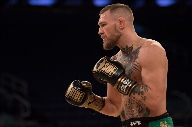 NEW YORK, NY - NOVEMBER 09:  UFC featherweight champion Conor McGrregor of Ireland holds an open training session for the media and fans inside Madison Square Garden on November 9, 2016 in New York City. (Photo by Brandon Magnus/Zuffa LLC/Zuffa LLC via Getty Images)