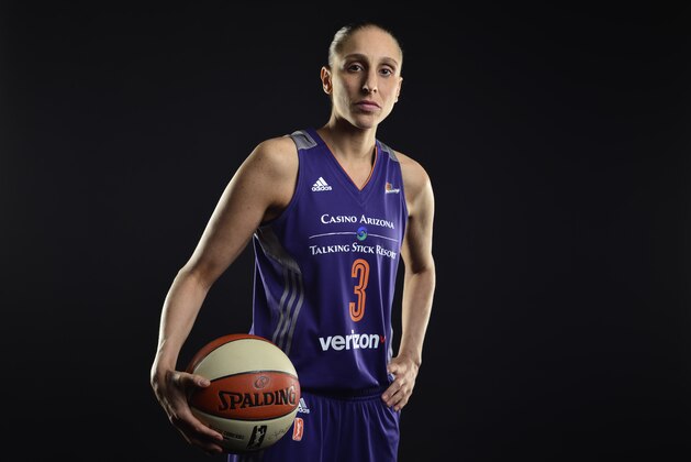 PHOENIX, AZ - MAY 8:  Diana Taurasi #3 of the Phoenix Mercury poses for a photo during Media Day on May 8, 2017 at the Talking Stick Resort Arena in Phoenix, Arizona. NOTE TO USER: User expressly acknowledges and agrees that, by downloading and or using this Photograph, user is consenting to the terms and conditions of the Getty Images License Agreement. Mandatory Copyright Notice: Copyright 2017 NBAE (Photo by Barry Gossage/NBAE via Getty Images)
