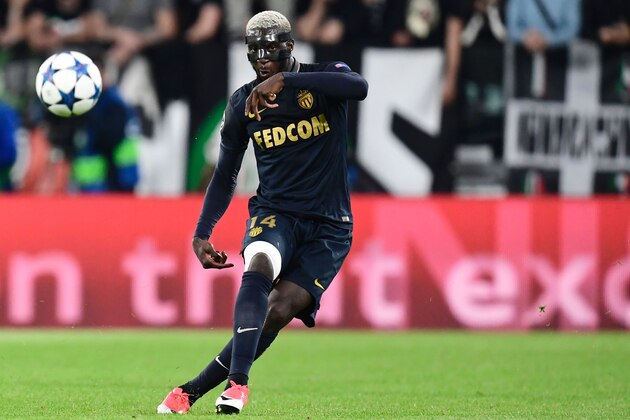 Monaco's French midfielder Tiemoue Bakayoko kicks the ball during the UEFA Champions League semi final second leg football match Juventus vs Monaco, on May 9, 2017 at the Juventus stadium in Turin. 
Juventus secured their place in the final of the Champions League on Tuesday after beating Monaco 2-1 in their semi-final second leg to win the tie 4-1 on aggregate. / AFP PHOTO / Miguel MEDINA        (Photo credit should read MIGUEL MEDINA/AFP/Getty Images)