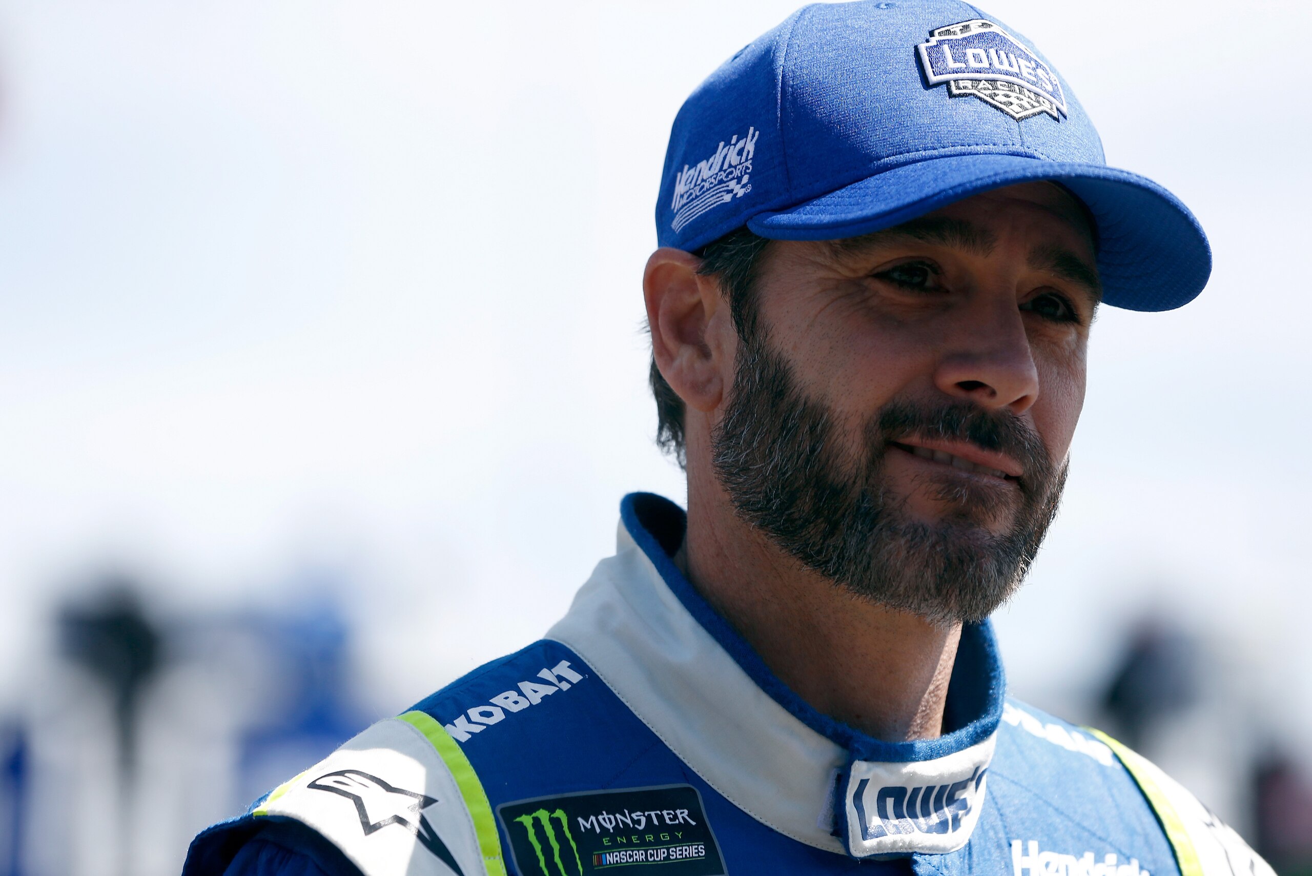 LONG POND, PA - JUNE 09:  Jimmie Johnson, driver of the #48 Lowe's Chevrolet, walks through the garage area during practice for the Monster Energy NASCAR Cup Series Axalta presents the Pocono 400 at Pocono Raceway on June 9, 2017 in Long Pond, Pennsylvania.  (Photo by Jeff Zelevansky/Getty Images)