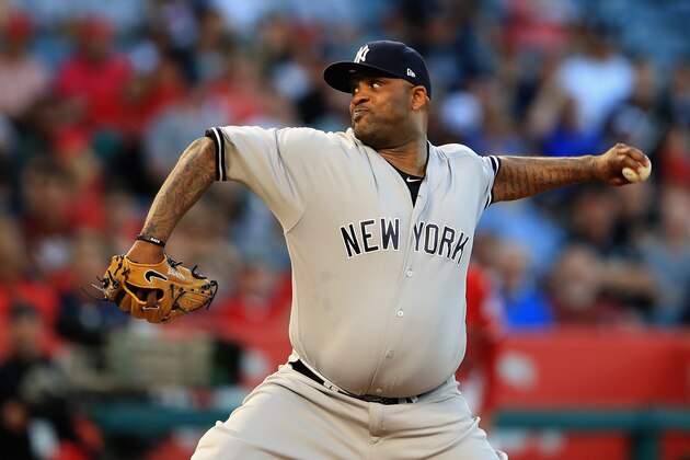 ANAHEIM, CA - JUNE 13:  CC Sabathia #52 of the New York Yankees pitches during the second inning of a game against the Los Angeles Angels of Anaheim at Angel Stadium of Anaheim on June 13, 2017 in Anaheim, California.  (Photo by Sean M. Haffey/Getty Images)