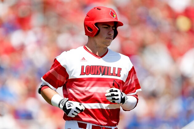 LOUISVILLE, KY - JUNE 09: Brendan McKay looks on against the Kentucky Wildcats during the 2017 NCAA Division I Men's Baseball Super Regional at Jim Patterson Stadium on June 9, 2017 in Louisville, Kentucky. (Photo by Michael Reaves/Getty Images)