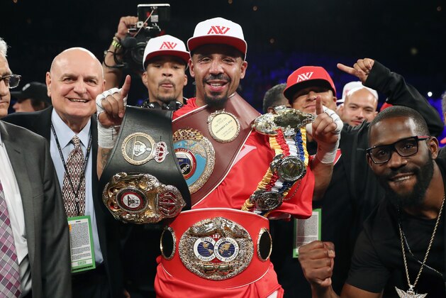 LAS VEGAS, NV - JUNE 17:  Andre Ward celebrates after winning his light heavyweight championship bout against Sergey Kovalev at the Mandalay Bay Events Center on June 17, 2017 in Las Vegas, Nevada. Ward retained his WBA/IBF/WBO titles with a TKO in the eighth round.  (Photo by Christian Petersen/Getty Images)