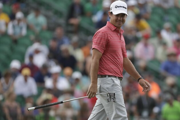 Brian Harman smiles on the 18th green during the third round of the U.S. Open golf tournament Saturday, June 17, 2017, at Erin Hills in Erin, Wis. (AP Photo/Chris Carlson)