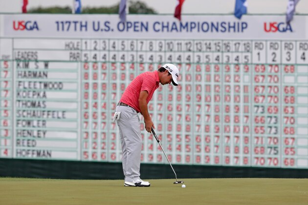 HARTFORD, WI - JUNE 17:  Brian Harman of the United States putts on the 18th green during the third round of the 2017 U.S. Open at Erin Hills on June 17, 2017 in Hartford, Wisconsin.  (Photo by Streeter Lecka/Getty Images)