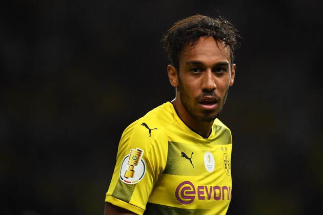 BERLIN, GERMANY - MAY 27:  Pierre-Emerick Aubameyang of Borussia Dortmund looks on during the DFB Cup Final match between Eintracht Frankfurt and Borussia Dortmund at Olympiastadion on May 27, 2017 in Berlin, Germany.  (Photo by Etsuo Hara/Getty Images)