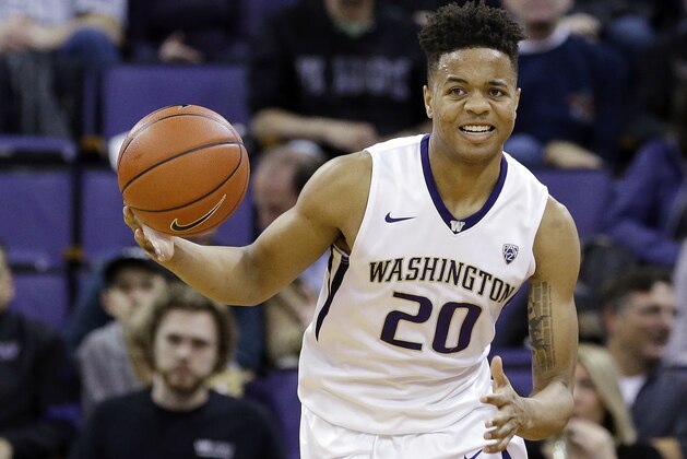 Washington's Markelle Fultz in action against Arizona in an NCAA college basketball game Saturday, Feb. 18, 2017, in Seattle. (AP Photo/Elaine Thompson)