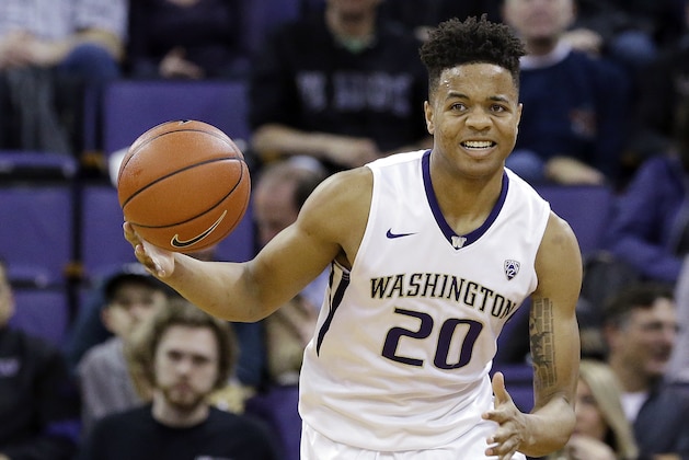 Washington's Markelle Fultz in action against Arizona in an NCAA college basketball game Saturday, Feb. 18, 2017, in Seattle. (AP Photo/Elaine Thompson)