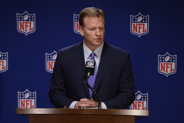 NFL commissioner Roger Goodell speaks to the media after an NFL owners meeting Tuesday, May 23, 2017, in Chicago. (AP Photo/Paul Beaty)