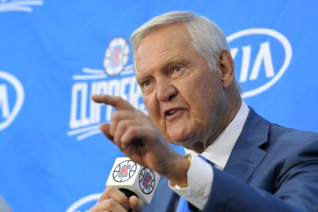 Jerry West speaks during a news conference to introduce him as an advisor to the Los Angeles Clippers, Monday, June 19, 2017, in Los Angeles. (AP Photo/Mark J. Terrill)