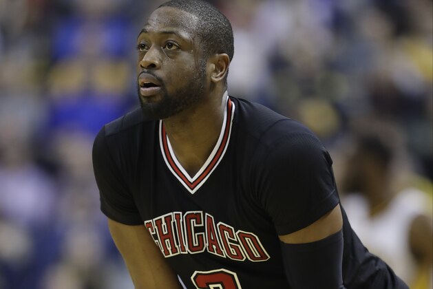 Chicago Bulls' Dwyane Wade in action during the first half of an NBA basketball game against the Indiana Pacers, Friday, Dec. 30, 2016, in Indianapolis. (AP Photo/Darron Cummings)