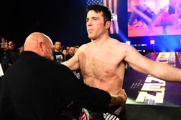 INGLEWOOD, CA - JANUARY 21:  Chael Sonnen is is checked before he enters the cage for his Bellator MMA light heavyweight fight against Tito Ortiz  (not pictured) at The Forum on January 21, 2017 in Inglewood, California.  (Photo by Jayne Kamin-Oncea/Getty Images)