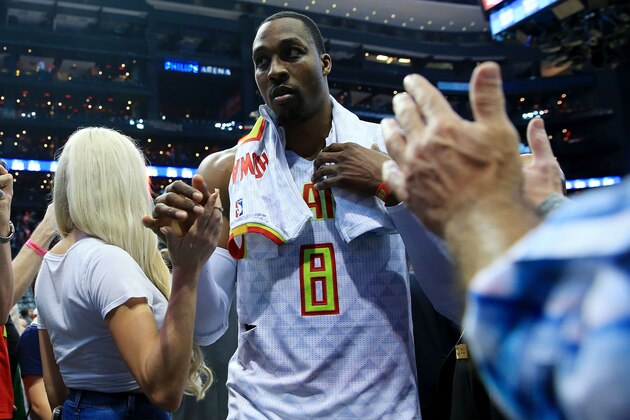ATLANTA, GA - APRIL 24: Dwight Howard #8 of the Atlanta Hawks walks off the court after beating the Washington Wizards in Game Four of the Eastern Conference Quarterfinals during the 2017 NBA Playoffs at Philips Arena on April 24, 2017 in Atlanta, Georgia. NOTE TO USER: User expressly acknowledges and agrees that, by downloading and or using the photograph, User is consenting to the terms and conditions of the Getty Images License Agreement. (Photo by Daniel Shirey/Getty Images)
