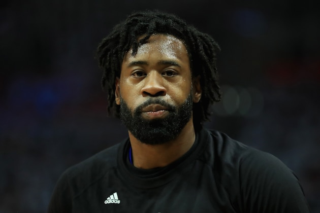 LOS ANGELES, CA - APRIL 30:  DeAndre Jordan #6 of the Los Angeles Clippers looks on prior to Game Seven of the Western Conference Quarterfinals against the Utah Jazz  at Staples Center at Staples Center on April 30, 2017 in Los Angeles, California.  NOTE TO USER: User expressly acknowledges and agrees that, by downloading and or using this photograph, User is consenting to the terms and conditions of the Getty Images License Agreement.  (Photo by Sean M. Haffey/Getty Images)