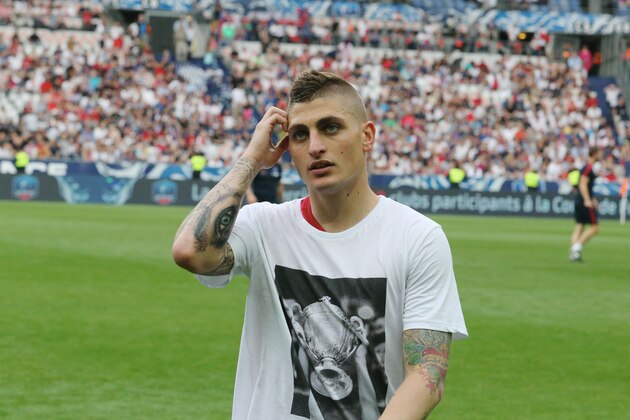 PARIS, FRANCE - MAY 27:  Marco Verratti
of Paris Saint-Germain reacts during the French Cup Final match between Paris Saint-Germain and SCO Angers at Stade de France on May 27, 2017 in Paris, France.  (Photo by Xavier Laine/Getty Images)