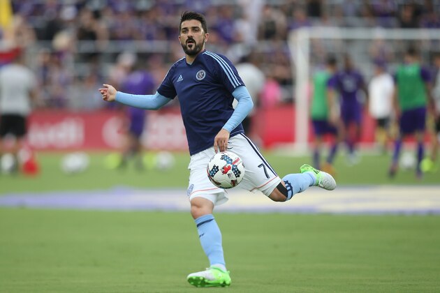 ORLANDO, FL - MAY 21:  David Villa #7 of New York City FC warms up during a MLS soccer match between New York City FC and the Orlando City SC at Orlando City Stadium on May 21, 2017 in Orlando, Florida. (Photo by Alex Menendez/Getty Images)
