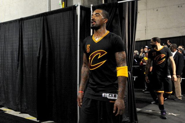 OAKLAND, CA - JUNE 12:  JR Smith #5 of the Cleveland Cavaliers walks to the locker room following their 129-120 loss to the Golden State Warriors in Game 5 eliminating them from the 2017 NBA Finals at ORACLE Arena on June 12, 2017 in Oakland, California. NOTE TO USER: User expressly acknowledges and agrees that, by downloading and or using this photograph, User is consenting to the terms and conditions of the Getty Images License Agreement.  (Photo by Robert Reiners/Getty Images)