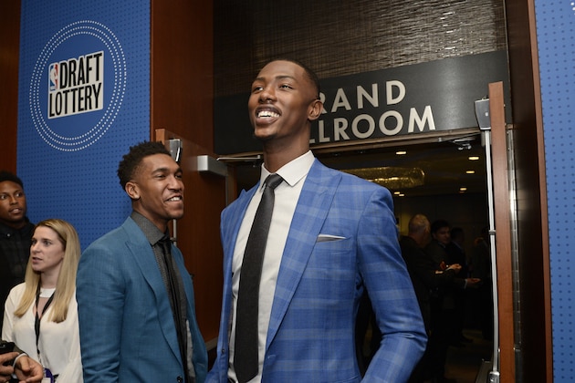 NEW YORK, NEW YORK - MAY 16:  NBA Draft Prospect, Harry Giles III  smiles during the 2017 NBA Draft Lottery at the New York Hilton in New York, New York. NOTE TO USER: User expressly acknowledges and agrees that, by downloading and or using this Photograph, user is consenting to the terms and conditions of the Getty Images License Agreement.  Mandatory Copyright Notice: Copyright 2017 NBAE (Photo by David Dow/NBAE via Getty Images)