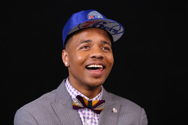 BROOKLYN, NY - JUNE 22:  Markelle Fultz selected number one overall by the Philadelphia 76ers talks with the media at the 2017 NBA Draft on June 22, 2017 at Barclays Center in Brooklyn, New York. NOTE TO USER: User expressly acknowledges and agrees that, by downloading and or using this photograph, User is consenting to the terms and conditions of the Getty Images License Agreement. Mandatory Copyright Notice: Copyright 2017 NBAE (Photo by Michael J. Lebrecht II /NBAE via Getty Images)
