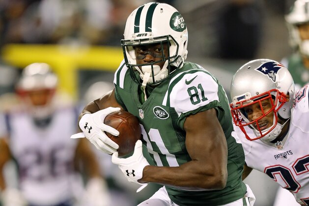 New York Jets wide receiver Quincy Enunwa during an NFL football game against the New England Patriots at MetLife Stadium in East Rutherford, N.J. Sunday, Nov. 17, 2016. (Winslow Townson/AP Images for Panini)