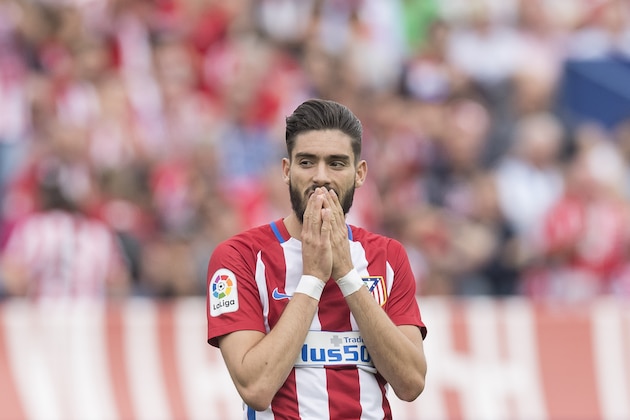 MADRID, SPAIN - MAY 21: Yannick Ferreira Carrasco of Atletico de Madrid reacts during the La Liga match between Atletico de Madrid and Athletic de Bilbao at the Estadio Vicente Calderon on 21 May 2017 in Madrid, Spain. (Photo by Power Sport Images/Getty Images)