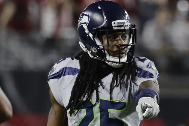 Seattle Seahawks cornerback Richard Sherman (25) in the first half during an NFL football game against the Arizona Cardinals, Sunday, Oct. 23, 2016, in Glendale, Ariz.  (AP Photo/Rick Scuteri)