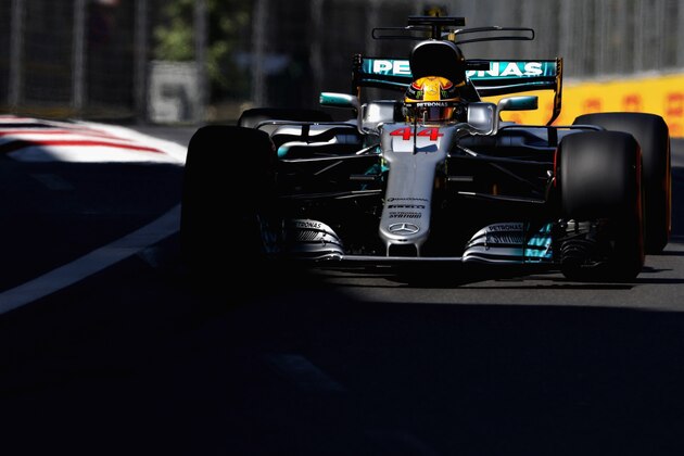 BAKU, AZERBAIJAN - JUNE 24: Lewis Hamilton of Great Britain driving the (44) Mercedes AMG Petronas F1 Team Mercedes F1 WO8 on track during final practice for the Azerbaijan Formula One Grand Prix at Baku City Circuit on June 24, 2017 in Baku, Azerbaijan. (Photo by Mark Thompson/Getty Images) BAKU, AZERBAIJAN - JUNE 24: Lewis Hamilton of Great Britain driving the (44) Mercedes AMG Petronas F1 Team Mercedes F1 WO8 on track during final practice for the Azerbaijan Formula One Grand Prix at Baku City Circuit on June 24, 2017 in Baku, Azerbaijan. (Photo by Mark Thompson/Getty Images)